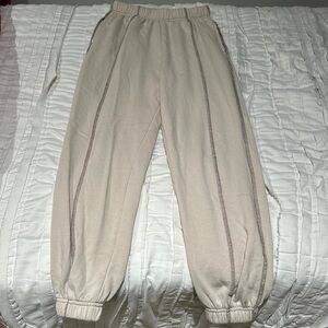 Garage tan/brown exposed seam joggers